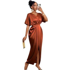 <span class=keywords><strong>Abito</strong></span> da Donna Casual <span class=keywords><strong>Midi</strong></span> a Maniche Corte <span class=keywords><strong>con</strong></span> Scollo a V, Vita Alta, <span class=keywords><strong>Spacco</strong></span> e Schiena Scoperta da Discoteca - Product Image 5