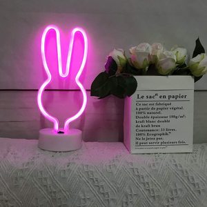 <span class=keywords><strong>Lampe</strong></span> <span class=keywords><strong>néon</strong></span> de bureau USB/à piles, <span class=keywords><strong>rose</strong></span>, couleur unique, en forme de lapin, pour la décoration de salon et de la maison - Product Image 4