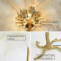 Salon de luxe décor à la maison canapé de chevet lumière verticale E27 nordique résine plume lampadaire lumière