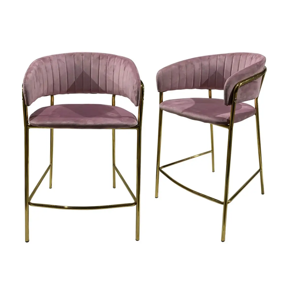 Chaise de bar nordique grand comptoir rose velours rembourré moderne luxe meubles de cuisine tabouret rembourré haute or chaise de bar