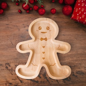 Gingerbread Man Wooden <b>Snack</b> <b>Tray</b> 20x18x1.5cm Decorative Serving Plate For Christmas Desserts And Candy - Product Image 2