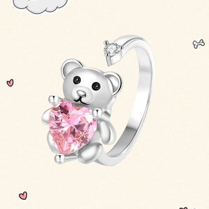 Anillo Inquieto Rotatable Bear Zircon <b>Ring</b> Jewellery <b>Spinner</b> <b>Ring</b> Spinning Rotating Adjustable Fidget <b>Ring</b> <b>Spinner</b> for Anxiety - Product Image 3