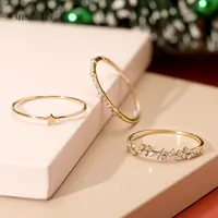 Mercery Sieraden Hoge-Kwaliteit 14K Solid Gold Ring Prachtig Ontworpen Heldere Diamanten Ring Kerst Best Selling