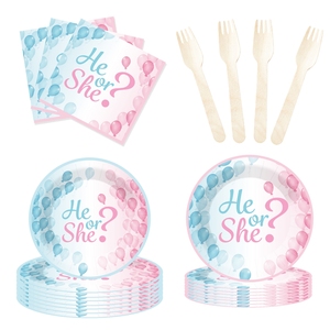 ชุดอุปกรณ์จัดงานเลี้ยงเปิดเผยเพศลูกน้อย DAMAI แบบกำหนดเอง ชุดจานกระดาษพิมพ์ลายสำหรับงานเลี้ยงฉลองทารกแรกเกิด - Product Image 4