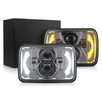 Paires de phares LED 5x7 certifiés DOT SAE, faisceau scellé 7x6 avec double lentille, DRL blanc, clignotant ambre, profil mince 55mm pour Jeep XJ et camion