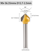 HOZLY Fraise à chanfreiner 90 degrés en V, 6mm 8mm, en carbure, revêtement jaune, pour gravure et rainurage du bois