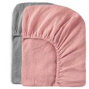 Drap de berceau en mousseline Drap de berceau Bébé Fille Garçon Stylish Boho Cotton Fitted for Oval Hourglass Rectangular Bassinet Matelas Pad