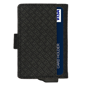 Black PU <b>Card</b> <b>Holder</b> <b>Wallet</b> with Geometric Pattern Snap Closure Multi-<b>Card</b> Position Unisex Short Design - Product Image 4
