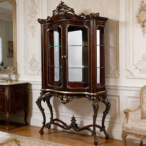 Mueble de Madera Sólida para Vino, Personalizable y de Lujo, Mueble de Exhibición Clásico para Sala de Estar con Puerta de Vidrio - Product Image 1