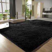 Handmade Modern Fluffy Polyester Carpet & Rugs Plaid Pattern 35mm Thickness Machine Washable for Bedroom Home Use