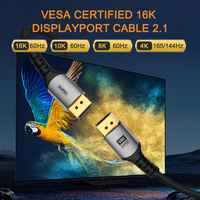 Câble DP 2.1 certifié VESA 54 Gbps 16K 60 Hz, 1,8 mètre