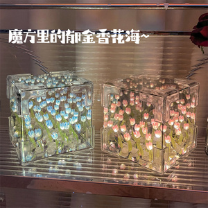 2023 phát sáng trong bóng tối Nguồn cung cấp bên Glass Bìa DIY quà tặng <span class=keywords><strong>Tulip</strong></span> hình Dome bàn <span class=keywords><strong>LED</strong></span> ánh sáng ban đêm cho các cô gái - Product Image 5