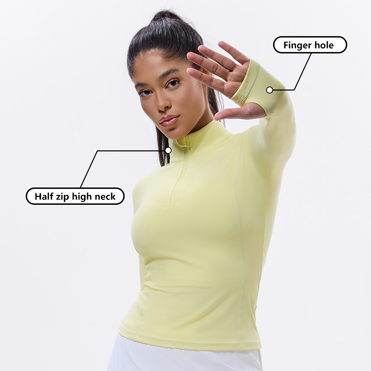 High Quality Long Sleeves High Neck Sports Jacket Yoga Tops for Women Half Zipper Long Sleeve Running Fitness Yoga Jacket