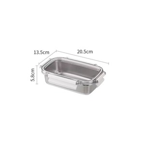304 Stainless Steel Food <b>Storage</b> <b>Container</b> Rectangle Clip On Lid Airtight <b>Kitchen</b> Refrigerator Travel Use - Product Image 5