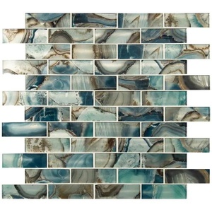 Dòng Sọc Tường Cổ Điển Nhà Bếp Backsplash Bầu Trời Đêm Gạch Thủy Tinh Bức Tranh Tường Mô Hình Khảm Gạch Thủy Tinh
