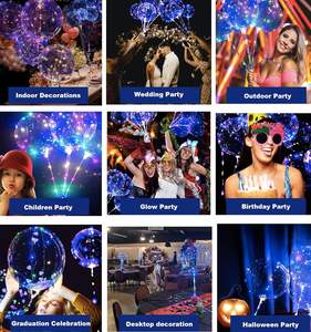 ชุดลูกโป่ง LED ดีไซน์ใหม่ ขายส่ง จำนวนมาก สีสันสดใส ขนาด 18 นิ้ว วัสดุ PVC สำหรับตกแต่งงานรับปริญญา คริสต์มาส พร้อมด้ามจับแบบมีไฟกระพริบ - Product Image 2