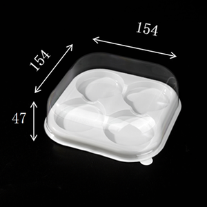 Mochi tráng miệng in 4 ngăn trong suốt cấp thực phẩm vật nuôi vuông Cookie hộp bánh Bánh Ngọt Bánh container Nắp cupcake đóng gói - Product Image 5