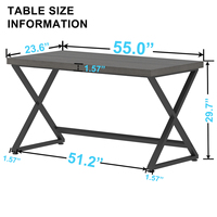 Bureau de bureau moderne en bois de 1.4m finition gris foncé Table d'ordinateur cadre en métal pour maison Villa étude Table d'étude élégante pour bureau