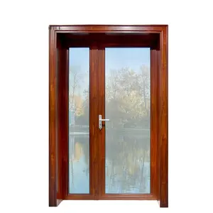 佛山定制钢木风格摩登钢化玻璃铝平开窗浴室和卧室的门窗
