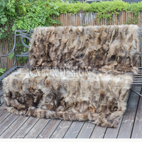 100% fourrure de raton laveur Style européen-américain canapé jeter couverture doux chaud Portable couvre-lit couleur unie canapé couverture pour la maison