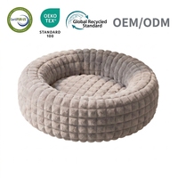 Lit pour chien de luxe personnalisé en bouclette unie, moderne, en polaire et mousse, apaisant, anti-anxiété, rectangulaire, lavable, pour animaux de compagnie (chiens et chats)