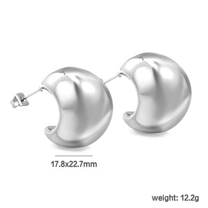 Pendientes de aro de acero inoxidable con diseño geométrico de arco elíptico para mujer, joyería de moda para fiesta - Product Image 4