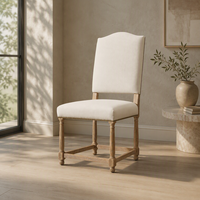 Chaise de salle à manger capitonnée de luxe moderne avec dossier camelback, pieds en bois massif, chaise individuelle design pour la maison, l'hôtel, la cuisine, le restaurant