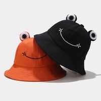 Chapeau de pêcheur avec motif de grenouille de dessin animé mignon, chapeau de visière en coton pour l'extérieur, pour étudiants, couples, couleurs personnalisables et mode unisexe