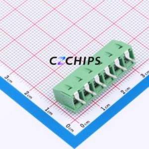 DB127V-5.0-6P-GN-S Screw Terminal Block Through hole Component (THT),P=5mm Connector 1x6P 5mm Green Through Hole - Product Image 2