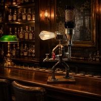 Lampe de table distributeur de liqueur Steampunk, robot tuyau, distributeur de whisky, décoration de bar, décoration de maison, café, ampoule Edison, cadeau