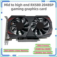Cartes graphiques Amd Rx580 8 Go pour le rendu 3D, Gpu, Ddr5, 256 bits, carte vidéo VGA pour ordinateur, carte graphique Gddr5 bon marché pour PC de jeu