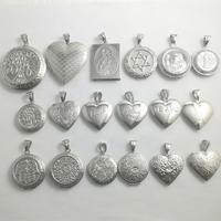 Vintage vieux Style diverses formes acier inoxydable pas cher miroir Surface creuse cadre Photo image sculpté médaillon pendentif bijoux