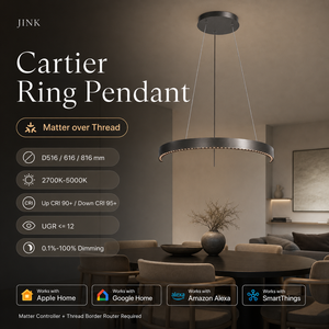 Lustre moderne intelligent JINK Bond <span class=keywords><strong>Halo</strong></span> Ring Matter Over Thread, UGR12 CRI95, blanc réglable, dimmable - Product Image 1