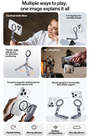 Support de téléphone pliable magnétique multifonctionnel Yesido en alliage d'aluminium avec poignée antidérapante en silicone, pour main et bureau, C231