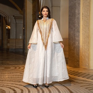 Jalabiya <span class=keywords><strong>de</strong></span> malla con lentejuelas bordadas y borlas, vestido <span class=keywords><strong>de</strong></span> noche largo, ropa islámica, talla grande, manga larga, venta al por mayor, personalizado - Product Image 3