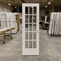 Portes intérieures françaises modernes à 15 panneaux, apprêtées blanches, avec verre transparent, pour maison et bureau