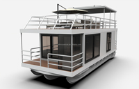 Bateau-maison de luxe moderne en aluminium Allhouse avec moteur hors-bord 90 CV pour activités nautiques et excursions, capacité de 6 à 10 personnes