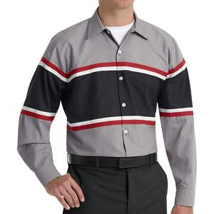 เสื้อเชิ้ตช่างเทคนิคของผู้ชายสีแดงป้องกันไฟฟ้าสถิตย์โพลีเอสเตอร์ระบายอากาศสำหรับการทำเหมืองสีเทา/ดำกับแดง/ขาว2X-Large - Product Image 3