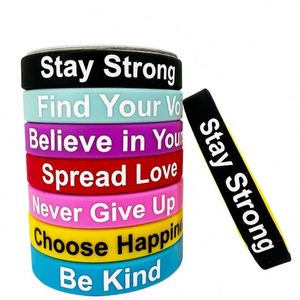 Cheap Printed Wristbands Believe <b>Yourself</b> Inspirational Quotes Silicone Wristbands Seay Strong Inspirational Rubber Bracelets - Product Image 1