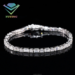 925 Sterling Sliver 18k Gold Plated VVS D Color Moissanite Emerald Cut Pass Diamond Tester GRA Certificate Tennis <b>Bracelet</b> Gift - Product Image 1