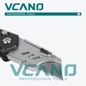 VCANO 電気技師用多機能折りたたみ式ステンレス鋼ナイフ プッシュボタン式ブレード シャープカッティング 手動工具 DIY 紙 金属 OEM - Product Image 4