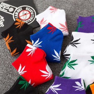 Unisex Weed Leaf Jacquard Cotton Sport <strong>Socks</strong> Men Women Novelty Fun Crew Colorful Weed Leaves Ankle <strong>Socks</strong> - Product Image 4
