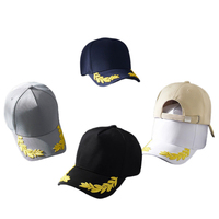 Venta al por mayor de alta calidad de 5 paneles de ala de trigo bordado negro logotipo personalizado Vintage clásico deporte gorra de béisbol