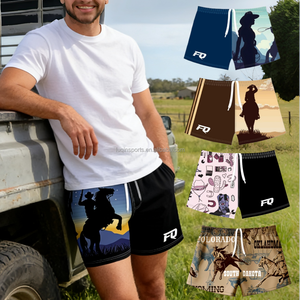FQ Custom Wild West Drover Rugby Footy Shorts Rodeo Guitar Skull Design Training Shorts Gym Street Sports Rugby League Shorts