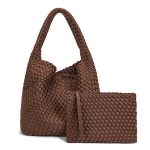 Ensemble de sacs à main tissés brun clair, design élégant, combinaison de sacs à bandoulière pour femmes au quotidien. - Product Image 1