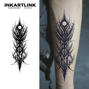 Autocollant de <span class=keywords><strong>tatouage</strong></span> semi-permanent réaliste Cyber Gothique Totem Circle, longue durée 2 semaines (15 jours), art corporel pour hommes, <span class=keywords><strong>bras</strong></span>, vente en gros - Product Image 1