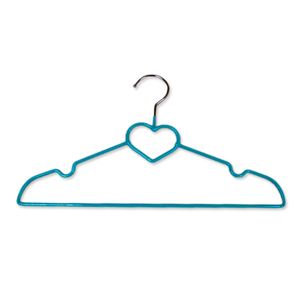 Unique Inner Cute Inner Heart Shape Teal Blue Anti Slip Boutique Dress Display PVC Coated Metal Clothes <b>Hanger</b> - Product Image 3