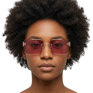 Lunettes de soleil rectangulaires sans monture pour femmes, verres miroir rouges, légères, protection solaire, pour adultes - Product Image 1