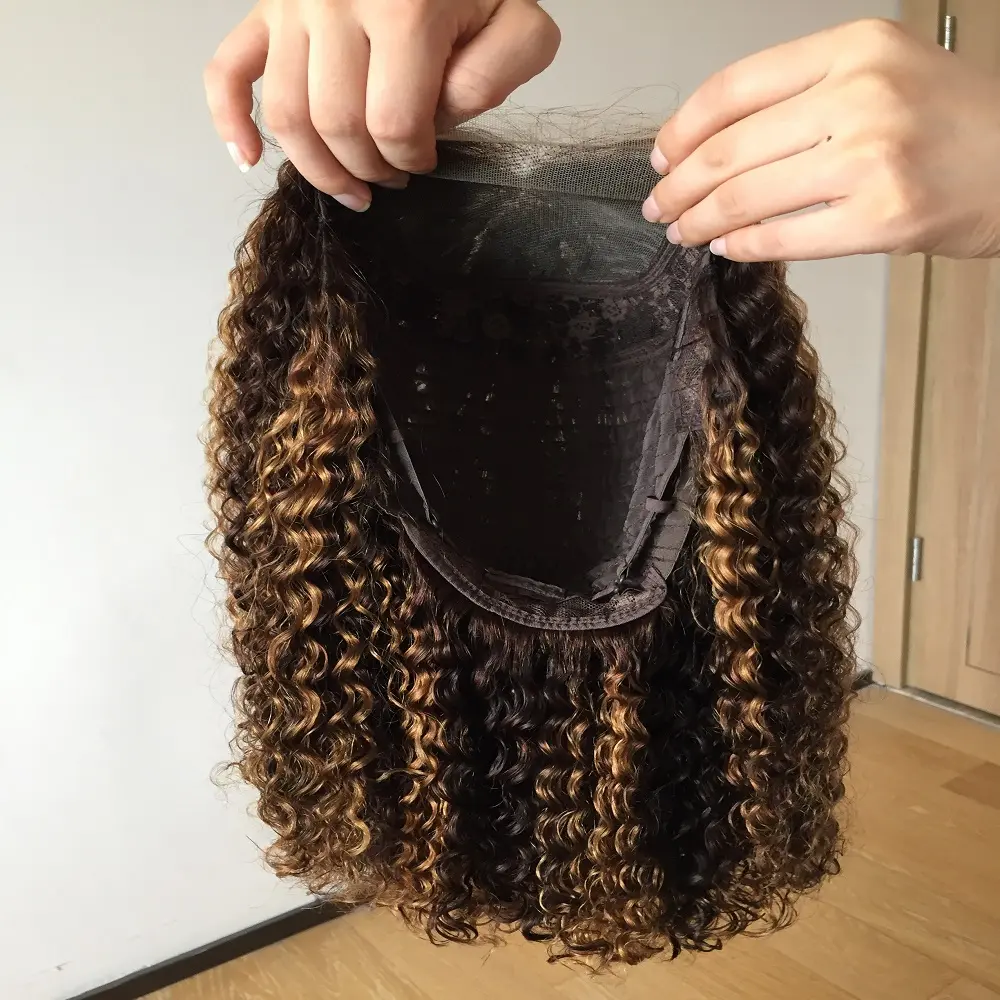 Perruques frontales en dentelle, cheveux vierges brésiliens, ondulation de l'eau, 100% cheveux humains