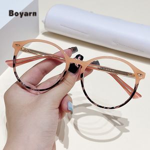 Boyarn TR90 معدني جميل وأنيق عين كمبيوتر كلاسيكية إطار دائري متعدد الألوان نظارات مضادة للضوء الأزرق - Product Image 2